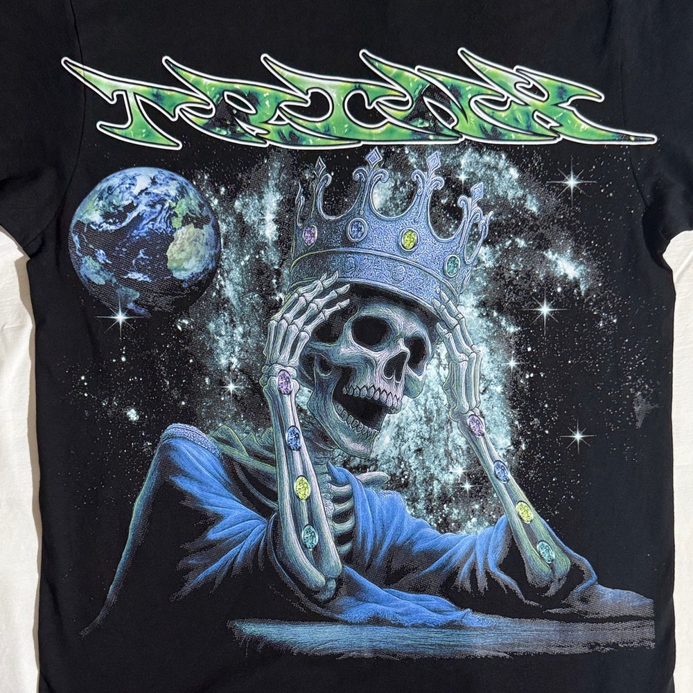 TRINX Skeleton King Galaxy Graphic Tee Black L Made in USA